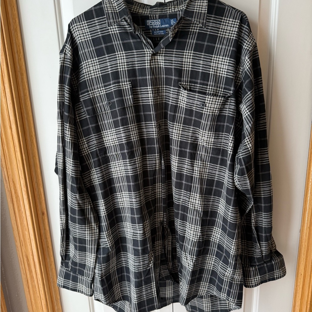Ralph Lauren Black and White Plaid Casual Button Down Shirt
